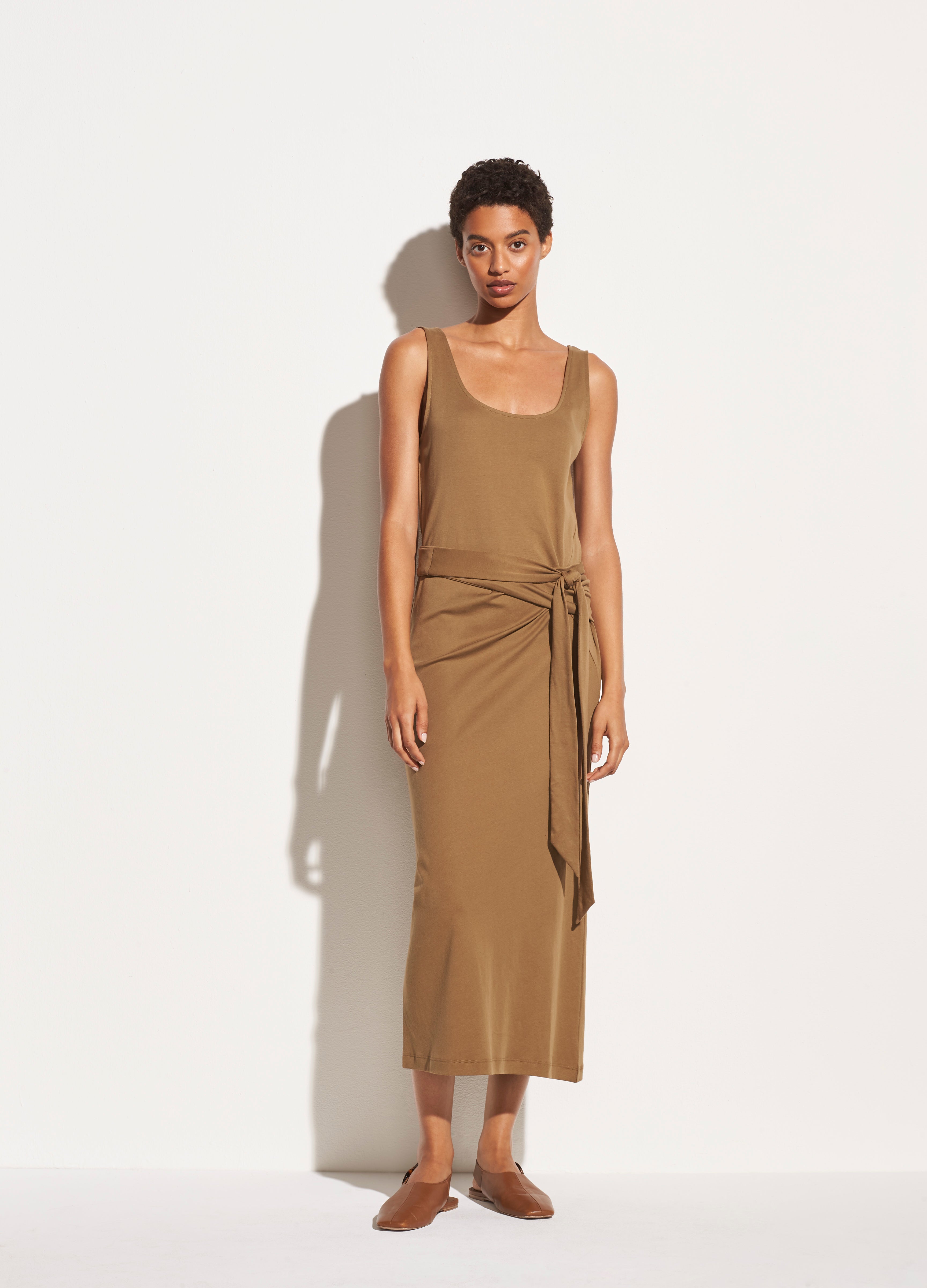 Vince | Sleeveless Wrap Dress in Timber ...